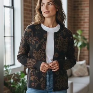 Peruvian Link Alpaca Blend Floral Patterned Women's Sweater Sz Med